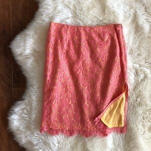 Trina Turk Lace Pink Scalloped Hem Pencil Skirt 2 Vintage Y2K
